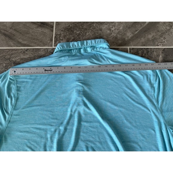 Lee Regular Fit Men's T-Shirt Size 2XL XXL Blue Heather Striped Polo Polyester - Picture 7 of 8